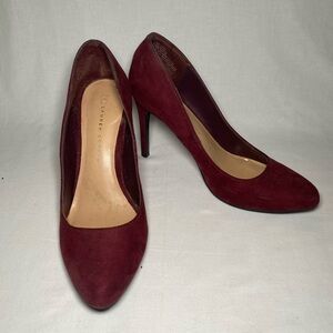 LC Lauren Conrad Wine Dark Red Blossom Suede Heels Size 10